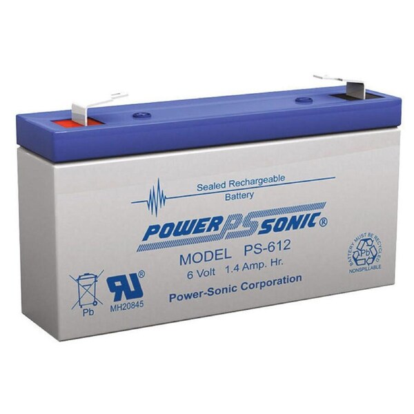 Power Sonic PS612 6V 1.4AMP SLA Rechargeable Battery F1 Terminal Sealed Lead