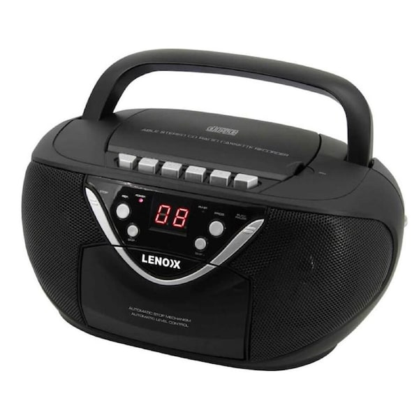 Lenoxx CD815 Black Portable Boombox CD-R/CD-RW/Cassete Tape Player AM/FM Radio
