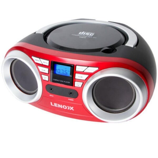 Lenoxx Red Portable Boombox CD CD-R/CD-RW Player Speaker/FM radio/Aux in 3.5mm