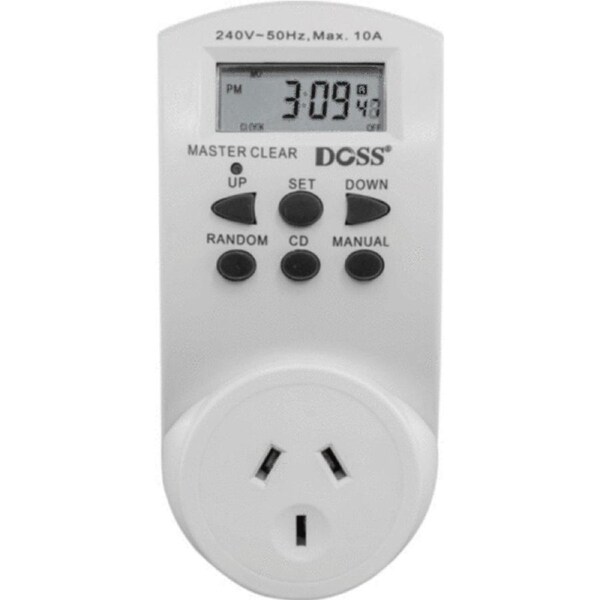 7 Day/24hrs Mains Digital Powerpoint Electrical Timer 12/24 Time 10A 2400W Max