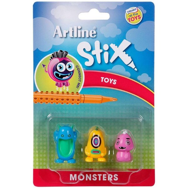 Artline Stix 3PK Monsters Toys for Stix Drawing Pens/Markers/Build/Play Kids/Art