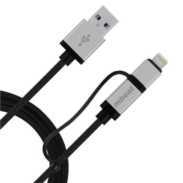 mbeat 1m Lightning to USB Cable/Micro USB Data for iPhone MFI-Certified/Android