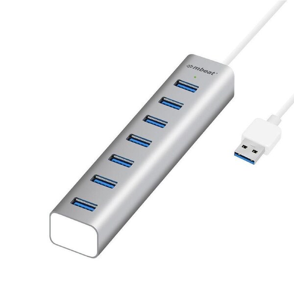 7-Port USB 3.0 Hub Aluminium Slim w/ Power for PC/Mac/Laptop Charge/Data Sync