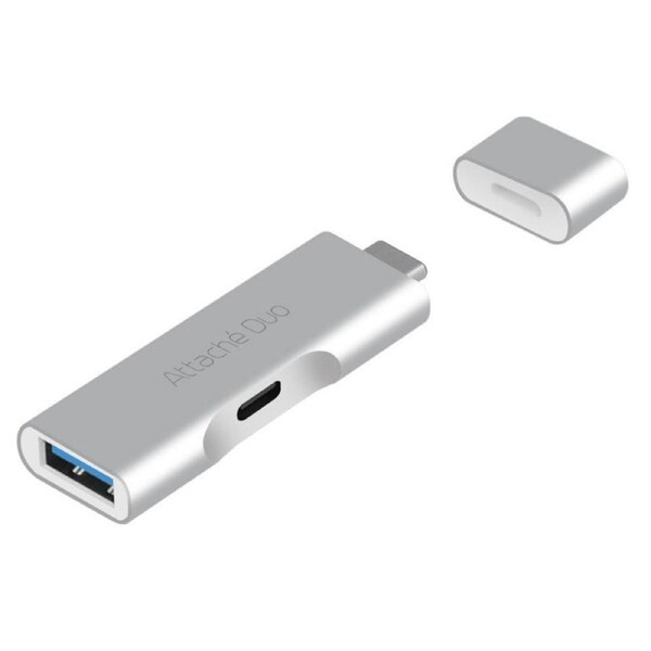 Attaché Dual Port Male USB-C Adaptor to Female USB 3.1 for MacBook/Chromebook