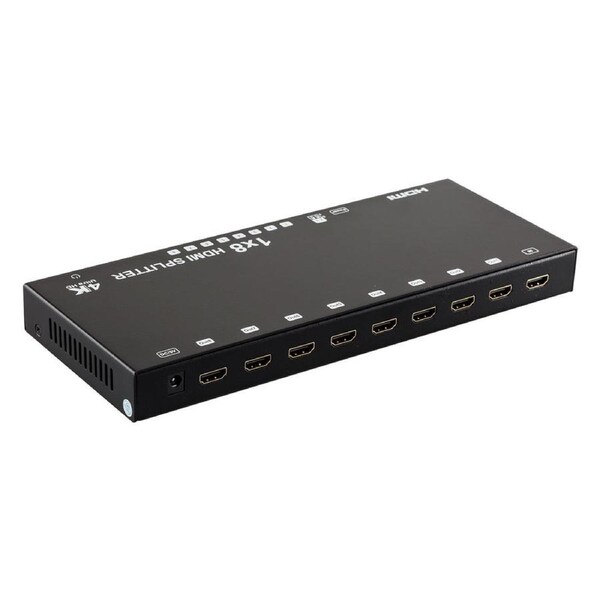 1 In 8 Out HDMI Splitter w/EDID Switch/Ultra HD 4K/2K/10.2 Gbps/32 bit/3D/8 Way