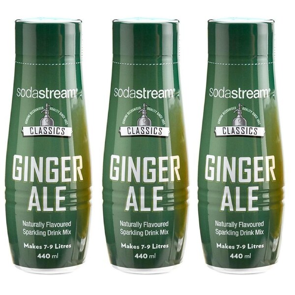 3x SodaStream Classics Ginger Ale 440ml/Sparkling Soda Water Syrup Drink Mix