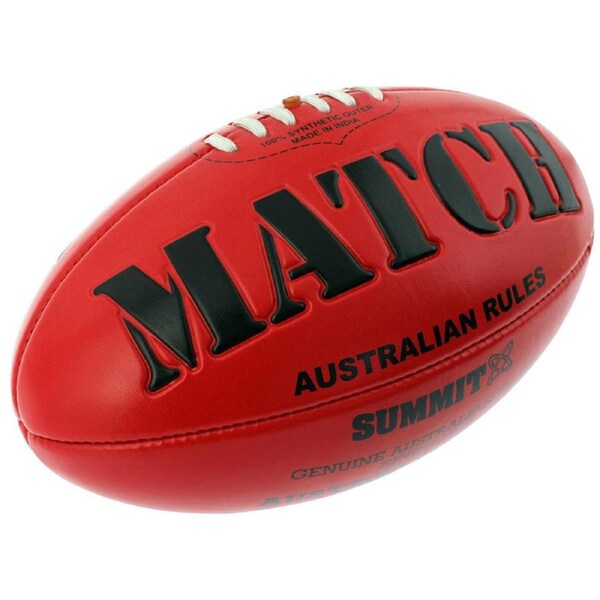 Match AFL Ball Embossed Red Australian Rules Football Game Size