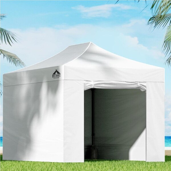 1 Camping 3x4.5 Gazebo InstaHut Pop Up Marquee Folding Tent Wedding Gazebos Camping Outdoor Shade Canopy White
