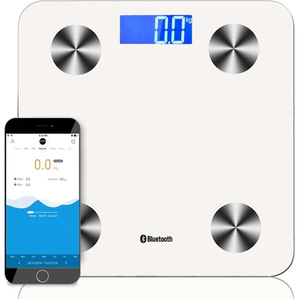 SOGA Wireless Bluetooth Digital Body Fat Scale Bathroom Health Analyser Weight White