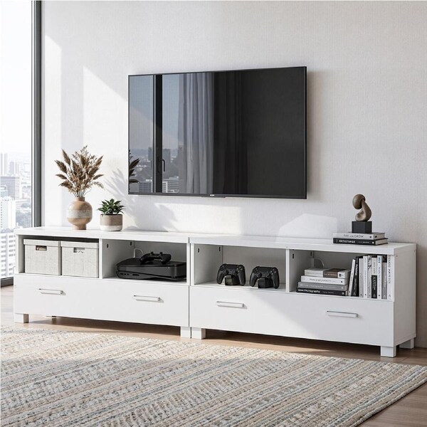 1 Artiss TV Unit 180cm Entertainment TV Cabinet White Eddie