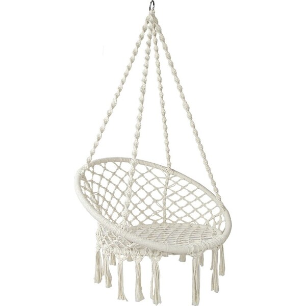 Gardeon Hammock Chair Outdoor Hanging Macrame Cotton Indoor Cream