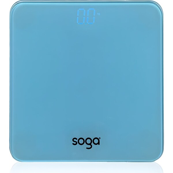 SOGA 180kg Digital Fitness Weight Bathroom Gym Body Glass LCD Electronic Scales Blue