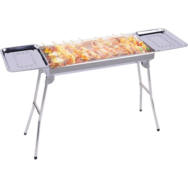 SOGA Skewers Grill with Side Tray Portable Stainless Steel Charcoal BBQ Outdoor 6-8 Persons
