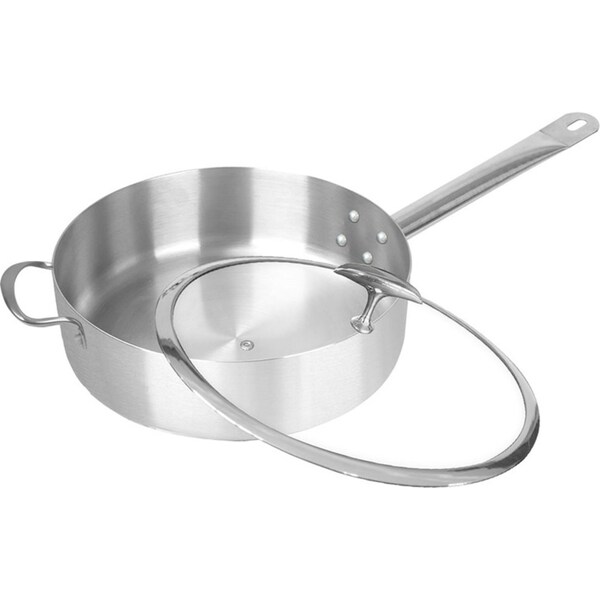SOGA 28cm Stainless Steel Saucepan Sauce pan with Glass Lid and Helper Handle Triple Ply Base Cookware