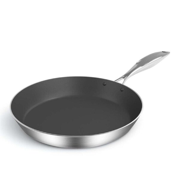 SOGA Stainless Steel Fry Pan Non Stick Interior 30cm