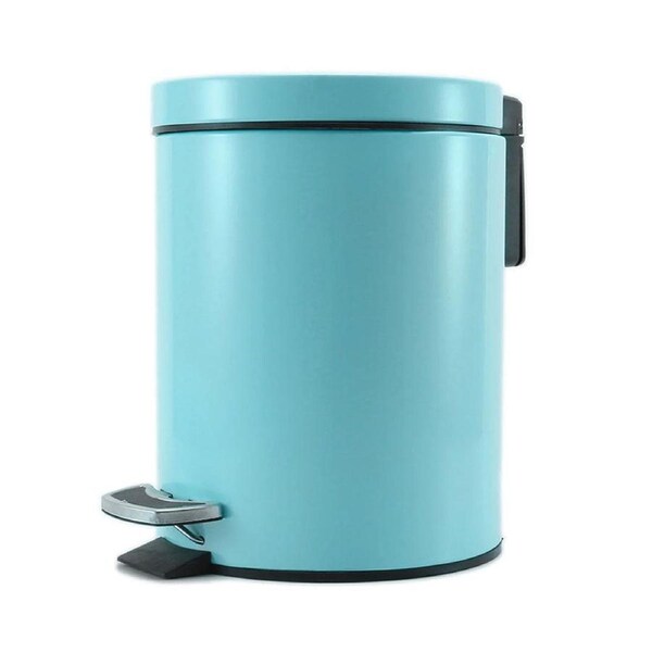 SOGA 7L Modern Foot Pedal Trash Bin Waste Kitchen Bathroom Stainless Steel Round Blue