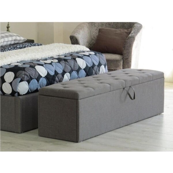 Windsor Fabric Ottomon Storage Box in Grey