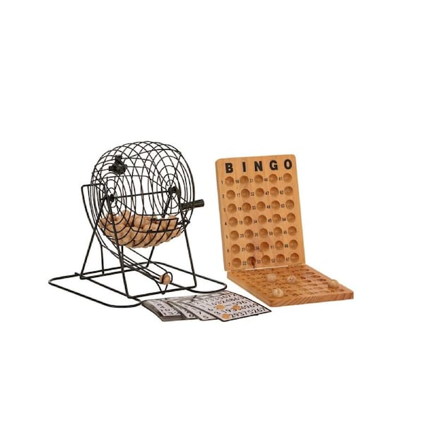 Bingo 75 Player Set With Metal Cage & Wooden Score Board