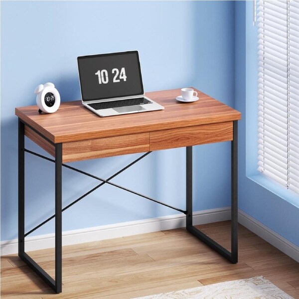 100cm Artiss Computer Desk Drawer Storage Walnut