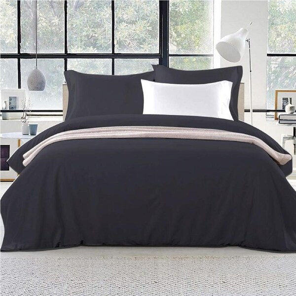 3pcs Giselle Quilt Cover Set Classic Black King