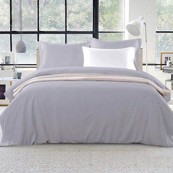 3pcs Giselle Quilt Cover Set Classic Grey Queen