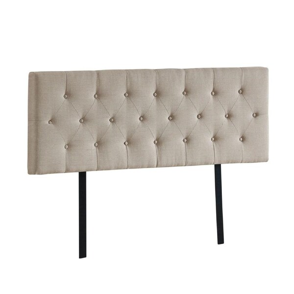 Linen Fabric Double Bed Deluxe Headboard Bedhead - Beige