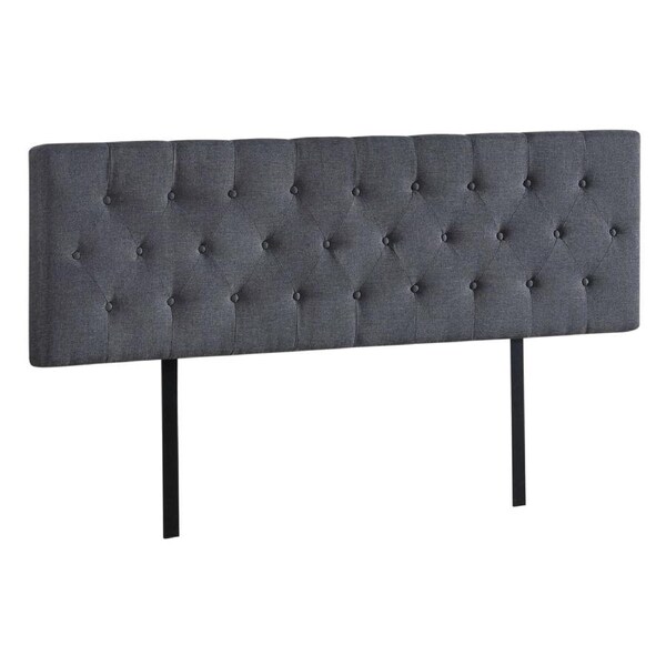 Linen Fabric King Bed Deluxe Headboard Bedhead - Grey