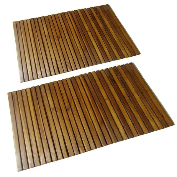 2 pcs Acacia Bath Mat 80 x 50 cm vidaXL