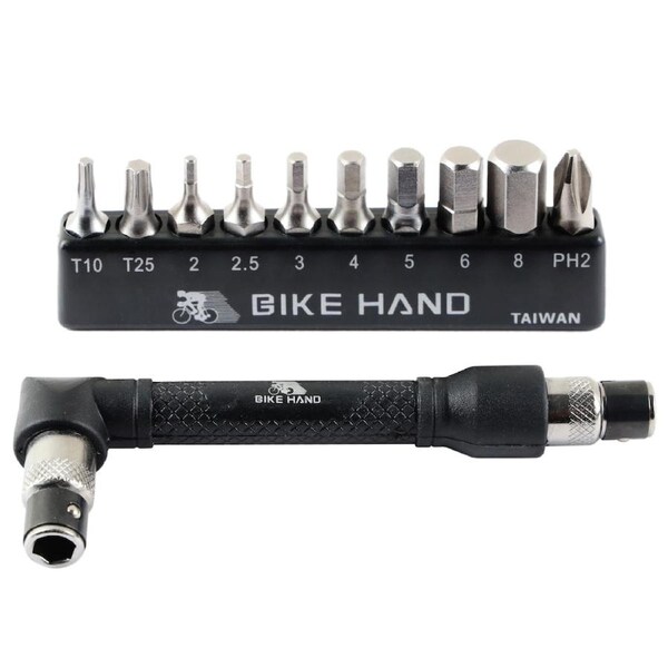 BIKEHAND Portable Compact Magnetic Twin Head 1/4 Inch Socket Hex Wrench Screw Driver 10 Pieces Set - Allen Key Torx Phillips Bit