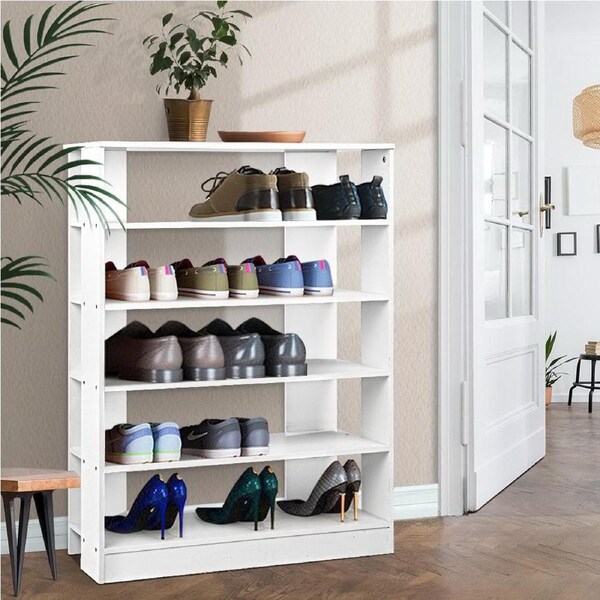 6-Tier Artiss Shoe Rack Cabinet 30 Pairs Shelf White