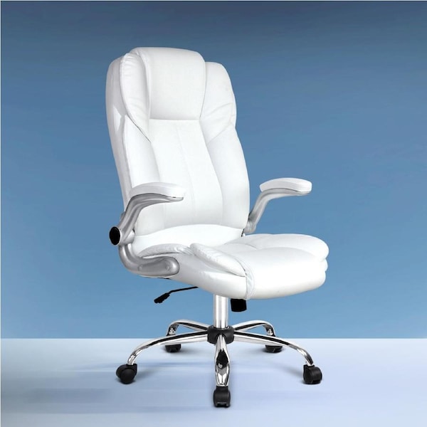 Artiss Executive Office Chair Computer Gaming Chairs PU Leather Tilt White
