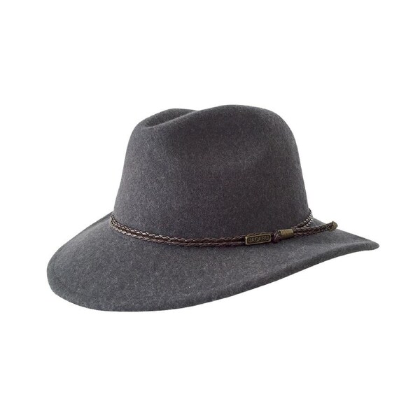 JACARU Australian Wool Fedora Hat Outback 100% WOOL Crushable Travel 1847 Dark Grey / XX-Large