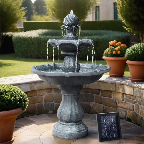 1x Gardeon Solar Water Feature Black 93cm