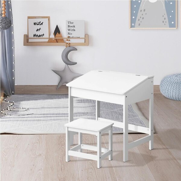 1 Keezi Kids Table and 1 Chair Set White