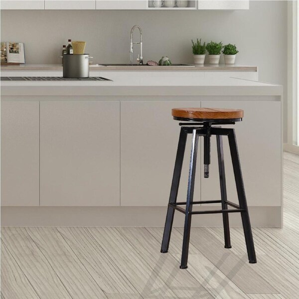 Levede Bar Stool Swivel Vintage Industrial Wood