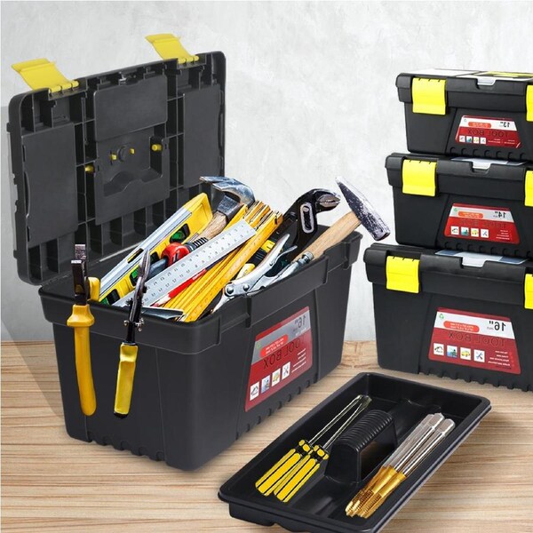 Traderight Tool Storage Set Tool Box 3Pcs Lock Organiser Portable Handle Garage