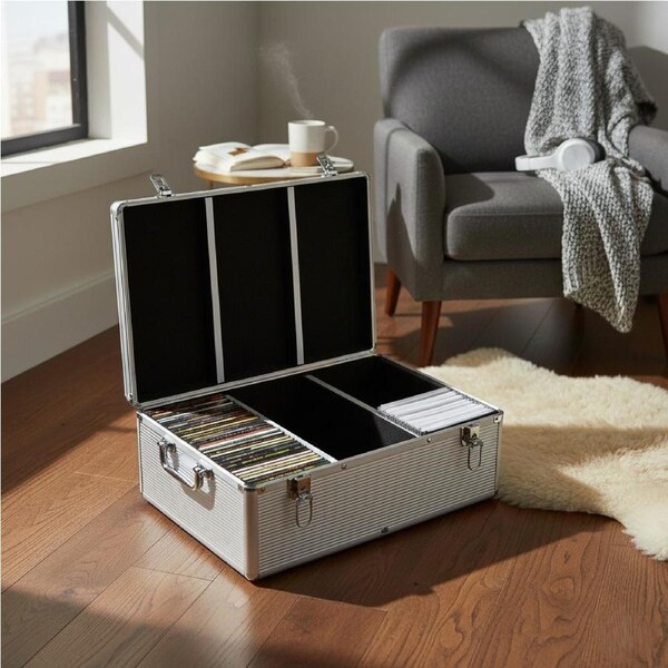 Traderight 500-Disc Aluminium CD DVD Blu-ray Storage Box with Inserts