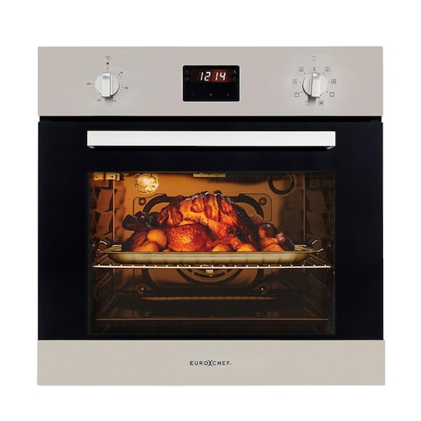 EuroChef 60CM Electric Wall Oven 8 Function Built-In Oven Fan Forced Grill Touch Control Stainless