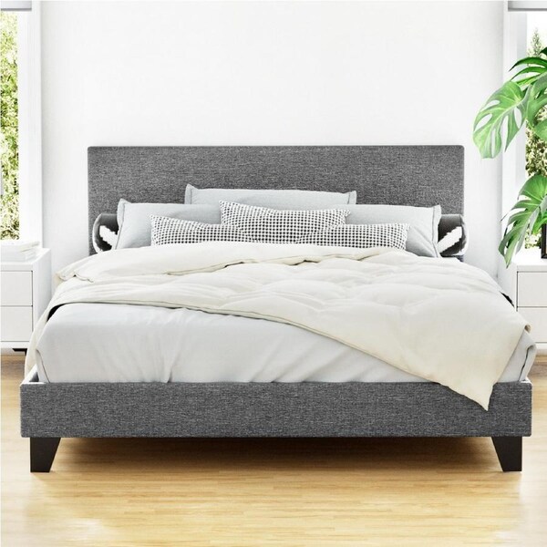 Artiss Bed Frame Queen Size Mattress Base Wooden Platform Grey NEO