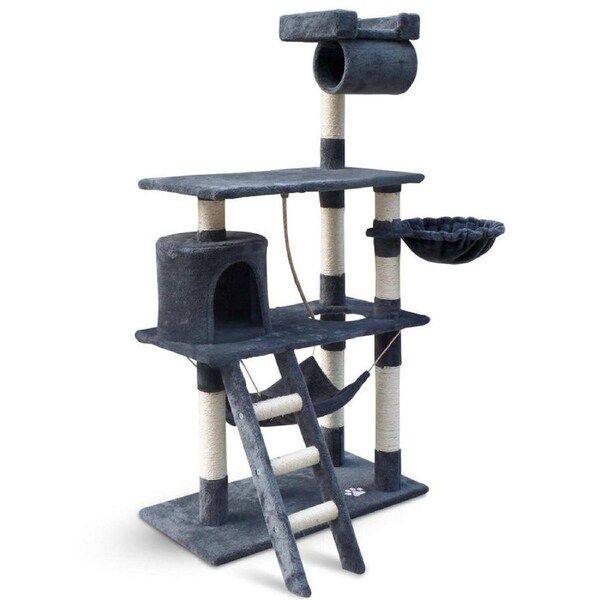 158cm Cat Tree Scratching Post Scratcher Pole Gym Toy House Furniture Multilevel - grey