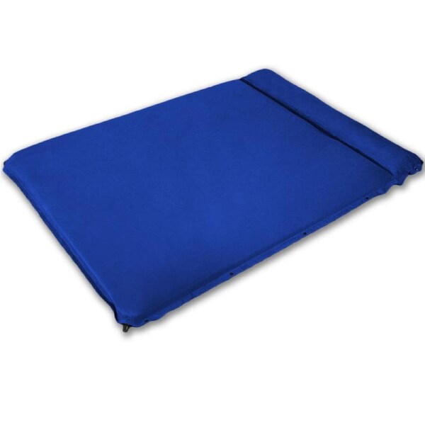 Double Self inflating Suede Mattress Mat Sleeping Pad Air Bed Camping Hiking - blue