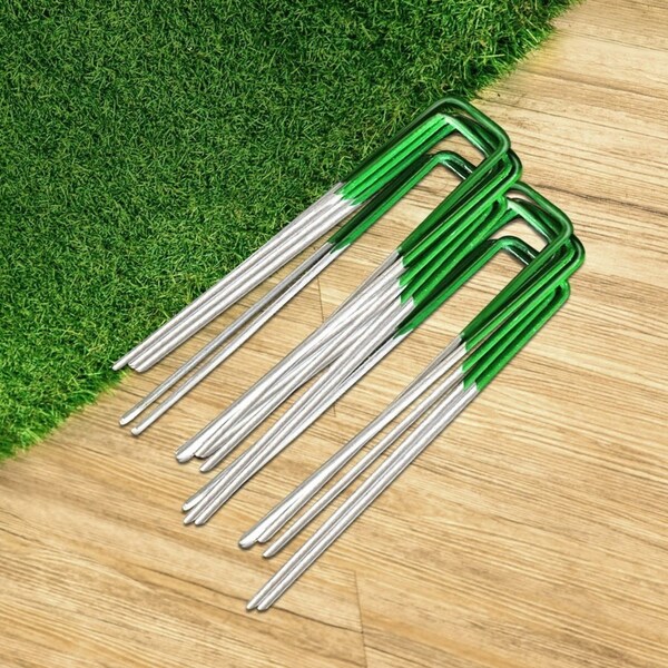 Prime Turf Artificial Grass Synthetic Pins 100pcs Turf Pegs Heavy Duty Weed Mat Stakes Landscape