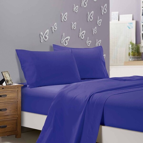 Super Soft 4-Piece Super King Size Sheet Set - Royal Blue