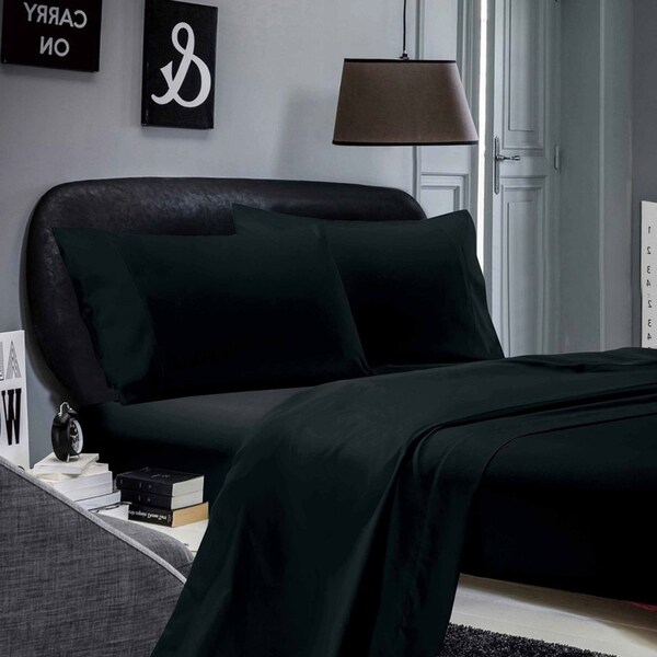 Super Soft 4-Piece Queen Size Sheet Set - Black