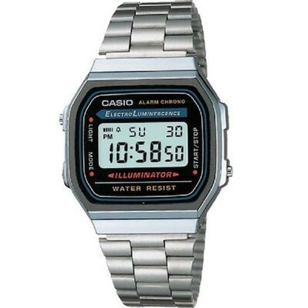 Casio Silver Stainless Steel Retro Vintage Unisex Digital Watch A168WA-1W