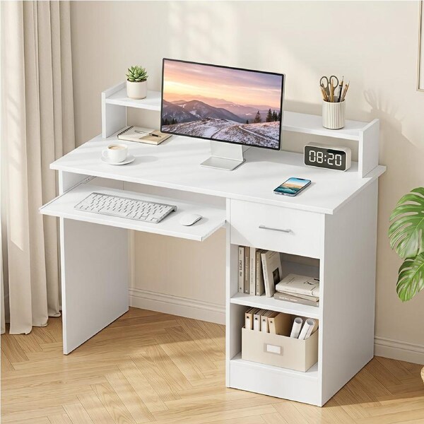 Artiss Computer Desk Shelf Drawer Cabinet White 100CM