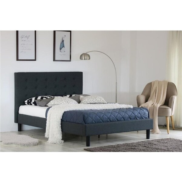 Albany Button Double Bed Frame Fabric Charcoal