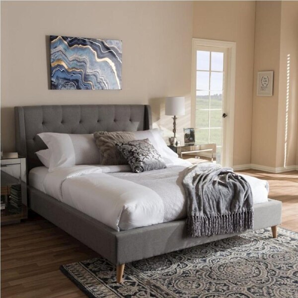 Earldom King Bed Frame Fabric Grey