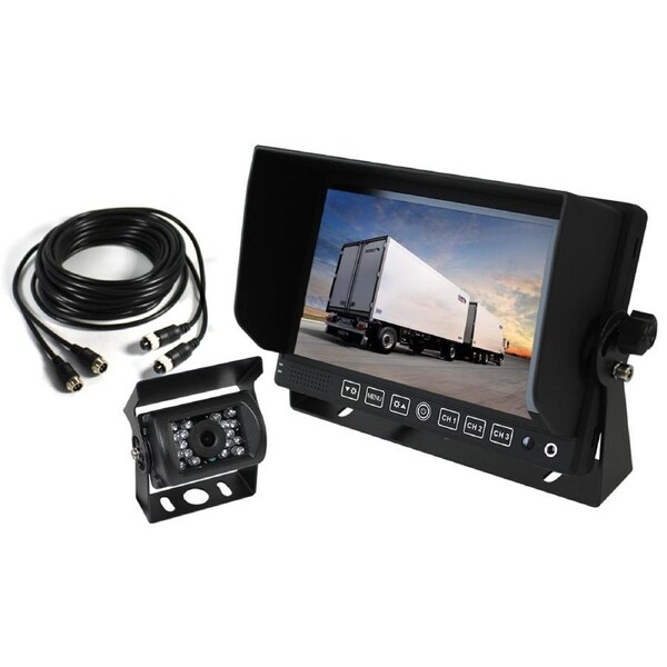 Elinz 7" Monitor HD 12V 24V CCD 4PIN Reversing Camera Truck Caravan 3 AV inputs 600TVL