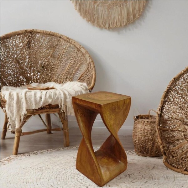 "The Twist" Raintree Wood Side Table/Corner Table/Planet Stand NB Finish